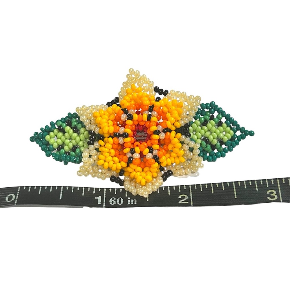 GrandmaMia Handmade 3D Seed Bead Floral French Barrette Hair Clip - Picture 2 of 9